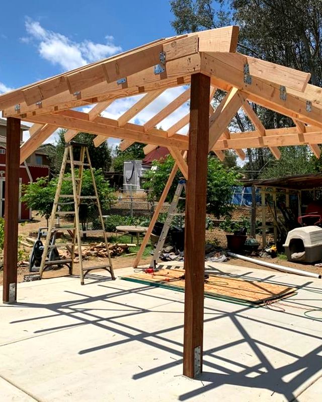 Patio cover over a spa before